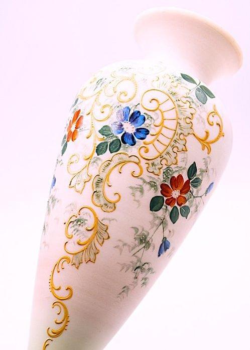 Moser Art Nouveau Enameled Glass Vase 1900 - Bohemia, 36 cm, Antiek en Kunst, Antiek | Glaswerk en Kristal