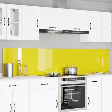 vidaXL Keuken Spatscherm 2 pcs Geel 120 x 50 cm gehard glas beschikbaar voor biedingen