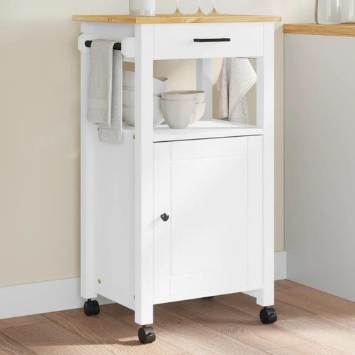 vidaXL Keukentrolley MONZA 48x40x90 cm massief grenenhout, Huis en Inrichting, Keuken | Keukenbenodigdheden, Nieuw, Verzenden
