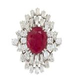 Bague - 18 carats Or blanc -  7.03ct. tw. Rubis - Diamant -, Handtassen en Accessoires, Nieuw