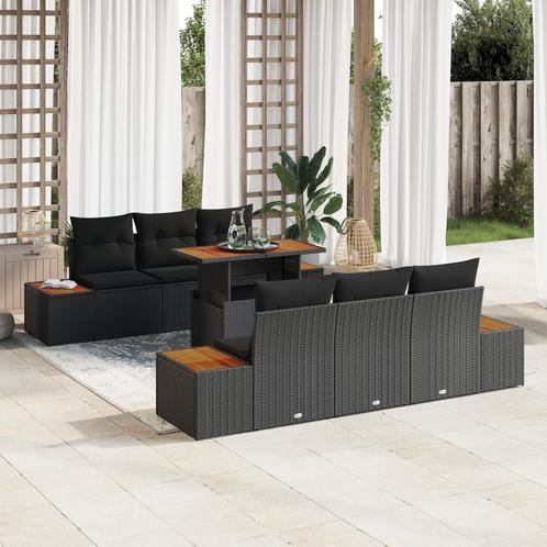 vidaXL 7-delige lounge set voor de tuin met kussens - zwart, Tuin en Terras, Tuinsets en Loungesets, Nieuw, Verzenden
