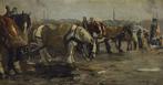 H.P Groen (1886-1964) - Paarden rustplaats jaren 30 te, Antiek en Kunst, Kunst | Schilderijen | Klassiek