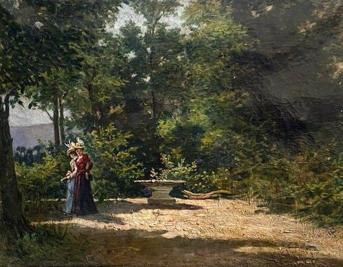 Daniele De Feo (1851-1921) - Amiche a passeggio in giardino, Antiek en Kunst, Kunst | Schilderijen | Klassiek