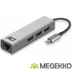 ACT USB-C Hub en Ethernet Adapter met USB-A, Informatique & Logiciels, Clés USB, Verzenden