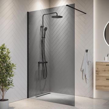 Douchewand Rizani 120 x 200 cm Zwart – Getint Rookglas, Verzenden