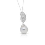 Ketting met hanger - 18 karaat Witgoud - 9.20ct. tw. Parel -