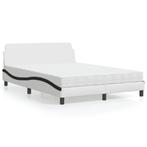 vidaXL Bed met matras kunstleer wit en zwart 140x190 cm, Nieuw, Verzenden