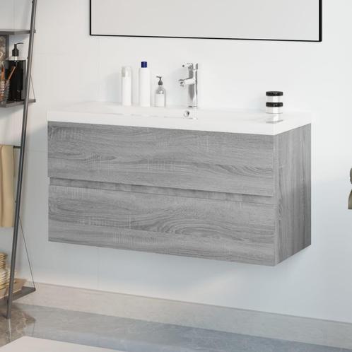 vidaXL Meuble lavabo avec bassin intégré Sonoma gris, Maison & Meubles, Tables | Coiffeuses, Neuf, Envoi