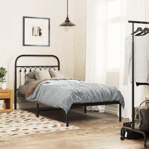 vidaXL Bedframe met hoofdbord metaal zwart 90x200 cm, Huis en Inrichting, Slaapkamer | Bedden, Nieuw, Verzenden