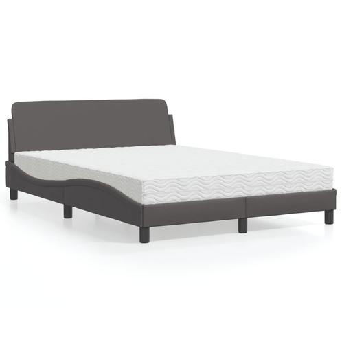 vidaXL Lit avec matelas gris 140x200 cm similicuir, Maison & Meubles, Chambre à coucher | Lits, Neuf, Envoi