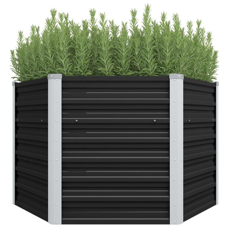 vidaXL Plantenbak verhoogd 129x129x77cm gegalvaniseerd staal, Tuin en Terras, Bloempotten, Nieuw, Verzenden