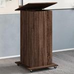 vidaXL Lessenaar met wielen en lade 55x55x107 cm hout bruin, Huis en Inrichting, Verzenden, Nieuw