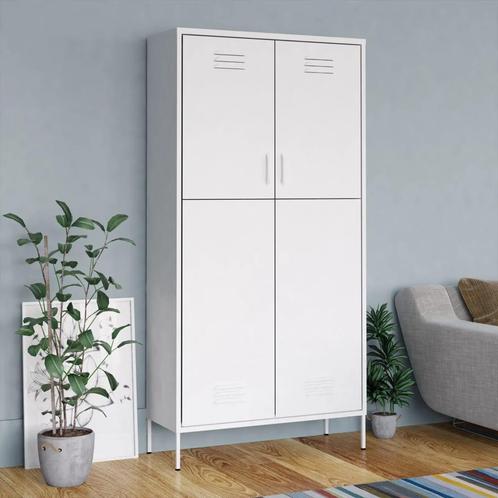 vidaXL Garde-robe Blanc 90x50x180 cm Acier, Maison & Meubles, Armoires | Penderies & Garde-robes, Neuf, Envoi