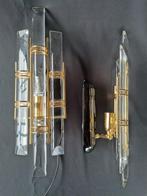 Wandlamp - Kristal, Metaal - Set vintage wandlampen
