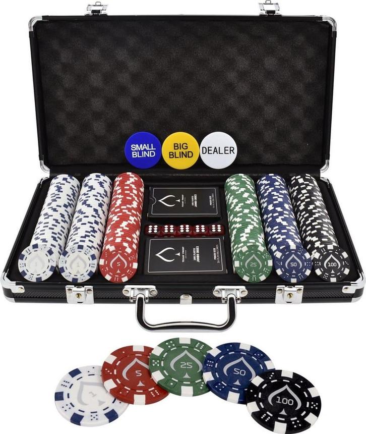 Texas Finest Matt Black Pokerset 300 Fiches - Casino, Kinderen en Baby's, Speelgoed | Overig, Nieuw, Verzenden