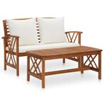 vidaXL 2-delige Loungeset met kussens massief acaciahout, Tuin en Terras, Verzenden, Nieuw, Loungeset