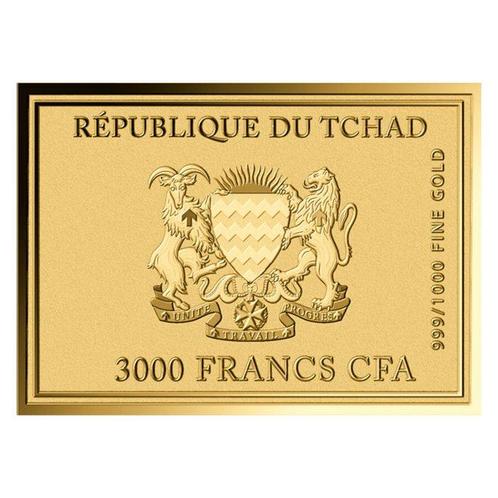 1/1000 Troy Ounce - Or .999 - 3000 CFA Francs Chad Sandro, Postzegels en Munten, Edelmetalen en Baren