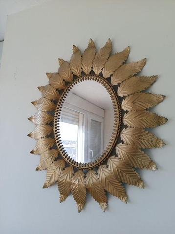 Miroir mural - Cristal, Métal - Sol doré avec des feuilles beschikbaar voor biedingen