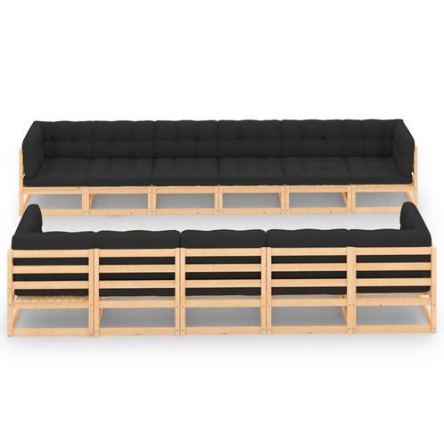 vidaXL 11-delige Loungeset met antracietkleurige kussens, Tuin en Terras, Tuinsets en Loungesets, Loungeset, Nieuw, Verzenden