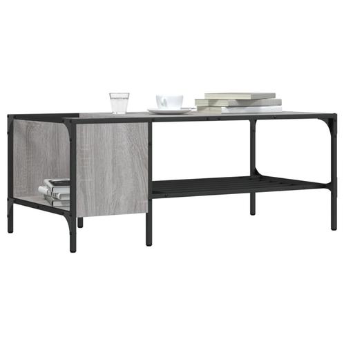 vidaXL Salontafel met rek 100x51x40 cm bewerkt hout grijs, Huis en Inrichting, Tafels | Salontafels, Nieuw, Verzenden