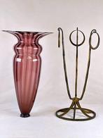 Vaas - Glas met smeedijzeren structuur 34 cm – Art Deco –, Antiquités & Art