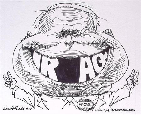 Pentekening Amerika - Mccain tanden (lijst optie), Antiek en Kunst, Kunst | Tekeningen en Fotografie, Verzenden