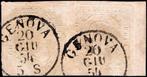 Anciens états italiens - Sardaigne 1853 - environ 40 roses,, Postzegels en Munten, Postzegels | Europa | Italië, Gestempeld