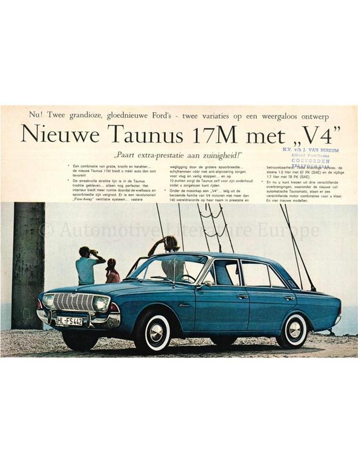 1964 FORD TAUNUS 17M BROCHURE NEDERLANDS, Boeken, Auto's | Folders en Tijdschriften