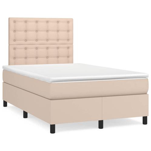 vidaXL Boxspring met matras kunstleer cappuccinokleurig, Huis en Inrichting, Slaapkamer | Bedden, Nieuw, Verzenden