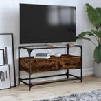 vidaXL Tv-meubel met glazen blad 80x35x51 cm hout gerookt, Huis en Inrichting, Kasten |Televisiemeubels, Verzenden, Nieuw