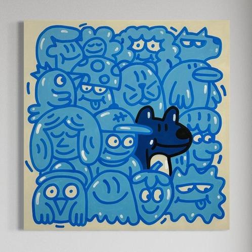 Mr Turkey - The Blue Friendly Wolf - XL, Antiquités & Art, Art | Peinture | Moderne