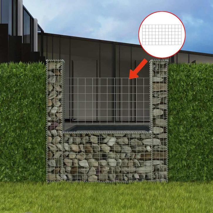 vidaXL Gabion mand U-vormig 160x20x150 cm staal, Jardin & Terrasse, Clôtures de jardin, Envoi