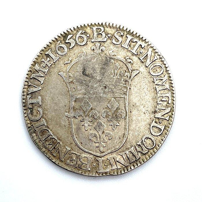 Frankrijk. Louis XIV (1643-1715). 1/2 Écu 1656-L, Bayonne, Postzegels en Munten, Munten | Europa | Euromunten