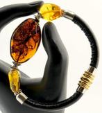 Bracelet en ambre baltique élégant – Ovale cognac foncé avec, Antiek en Kunst