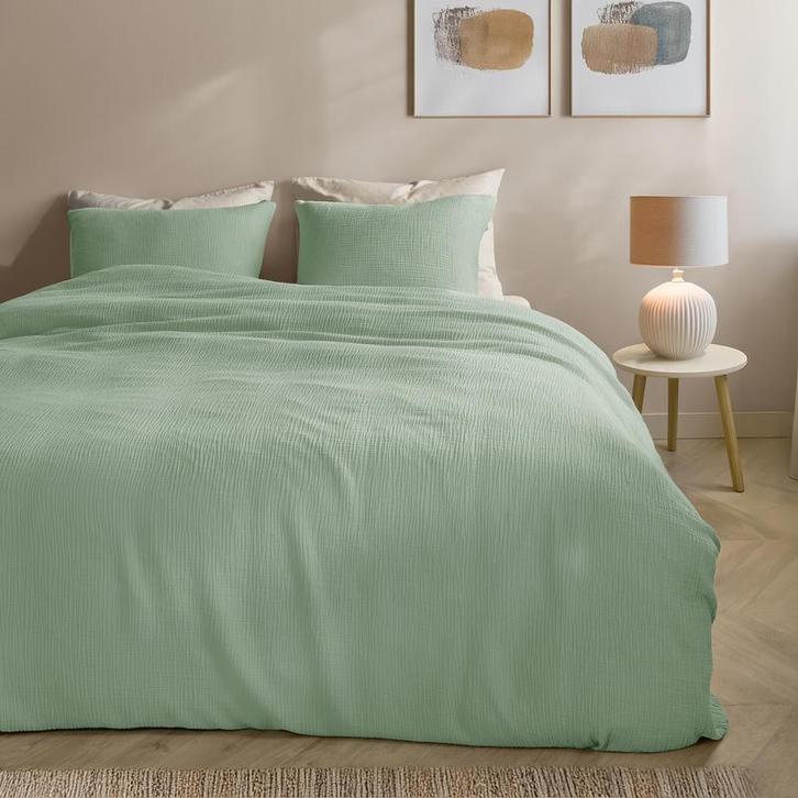 Parure de lit en double gaze - vert - 2 personnes | 240 x, Jardin & Terrasse, Éclairage extérieur, Neuf, Envoi