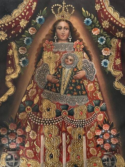 Cuzco Colonial School (XX) - Our Lady of Copacabana, Antiek en Kunst, Kunst | Schilderijen | Klassiek