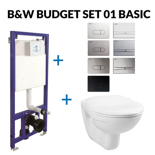 Toiletset Budget 01 B&W Basic Met B&W Drukplaat, Bricolage & Construction, Sanitaire, Enlèvement ou Envoi