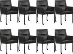 Set van 8 Donkerbruine leren moderne eetkamerstoelen -, Huis en Inrichting, Stoelen, Overige kleuren, Nieuw, Leer, Ophalen of Verzenden