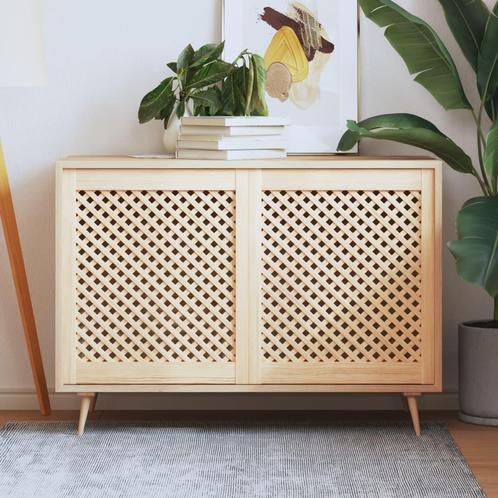 vidaXL Kastdeuren met latwerk 2 st 59,5x69 cm massief, Doe-het-zelf en Bouw, Hang- en Sluitwerk, Nieuw, Verzenden