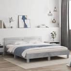 vidaXL Bedframe met hoofdeinde bewerkt hout betongrijs, Huis en Inrichting, Slaapkamer | Bedden, Verzenden, Nieuw