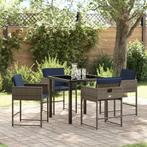 vidaXL Tuin Eettafel Set met kussen 5 pcs Grijs Poly rattan, Tuin en Terras, Verzenden, Nieuw