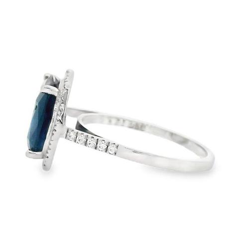 Ring Platina - 5.03ct. tw. Saffier - Diamant, Handtassen en Accessoires, Ringen