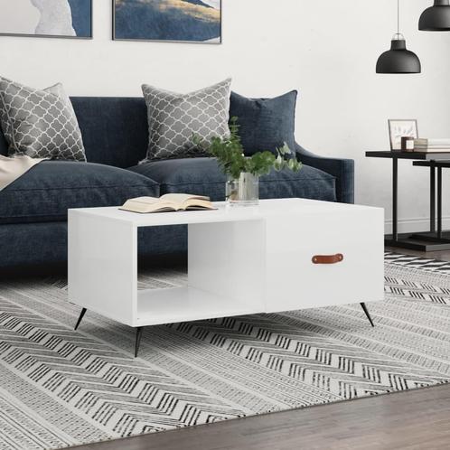 vidaXL Salontafel 90x50x40 cm bewerkt hout hoogglans wit, Huis en Inrichting, Tafels | Salontafels, Nieuw, Verzenden
