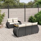 vidaXL 6-delige Loungeset met kussens poly rattan zwart, Tuin en Terras, Tuinsets en Loungesets, Verzenden, Nieuw, Loungeset