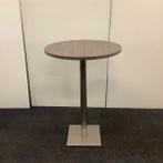 Sta-tafel rond � 80 cm, hoogte 114 cm, bruin eiken - RVS