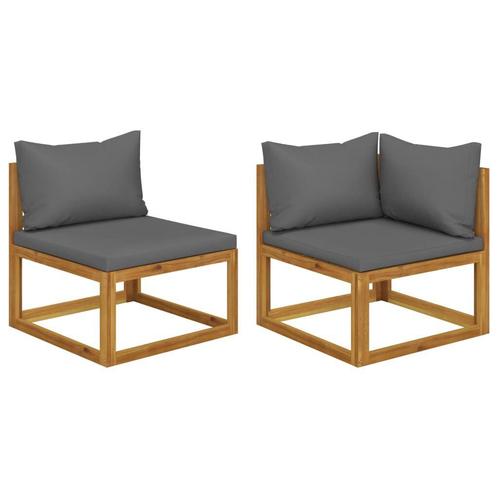 Bankstel Acaciahout Grijs - Retour Deal - Tuinmeubelen aa..., Tuin en Terras, Tuinsets en Loungesets, Bank, Nieuw, Hout, Loungeset
