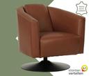 Leren draaifauteuil Press, Huis en Inrichting, Bohemian, Klassiek, Retro, Romantisch, Vintage, Nieuw, Ophalen of Verzenden, 50 tot 75 cm