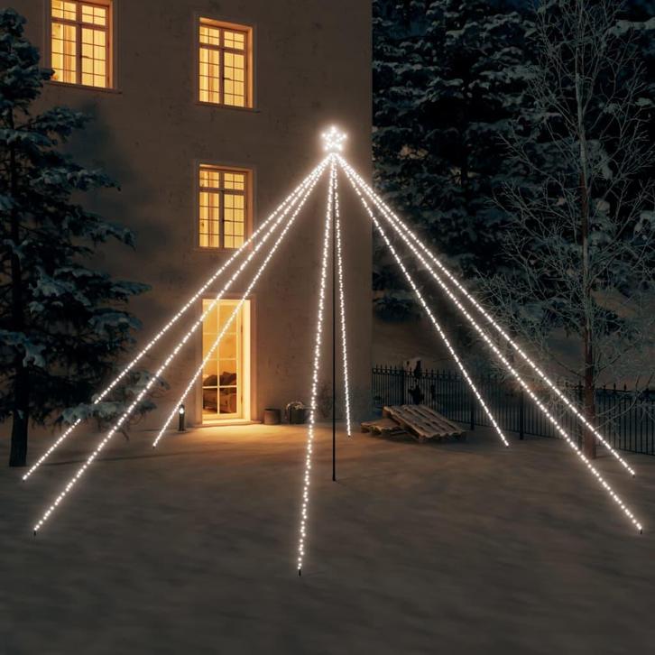 vidaXL LED-kerstboom binnen buiten 800 LEDs koud wit 5 m, Diversen, Kerst, Nieuw, Verzenden