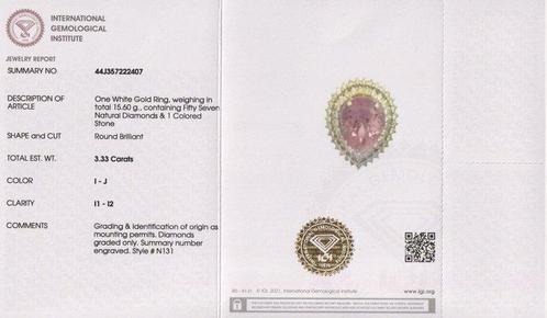 Cocktailring - 14 karaat Witgoud - 25.55ct. tw. Kunziet -, Handtassen en Accessoires, Antieke sieraden