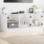 vidaXL Tv-meubel met glazen deuren 102x37x42 cm wit, Verzenden